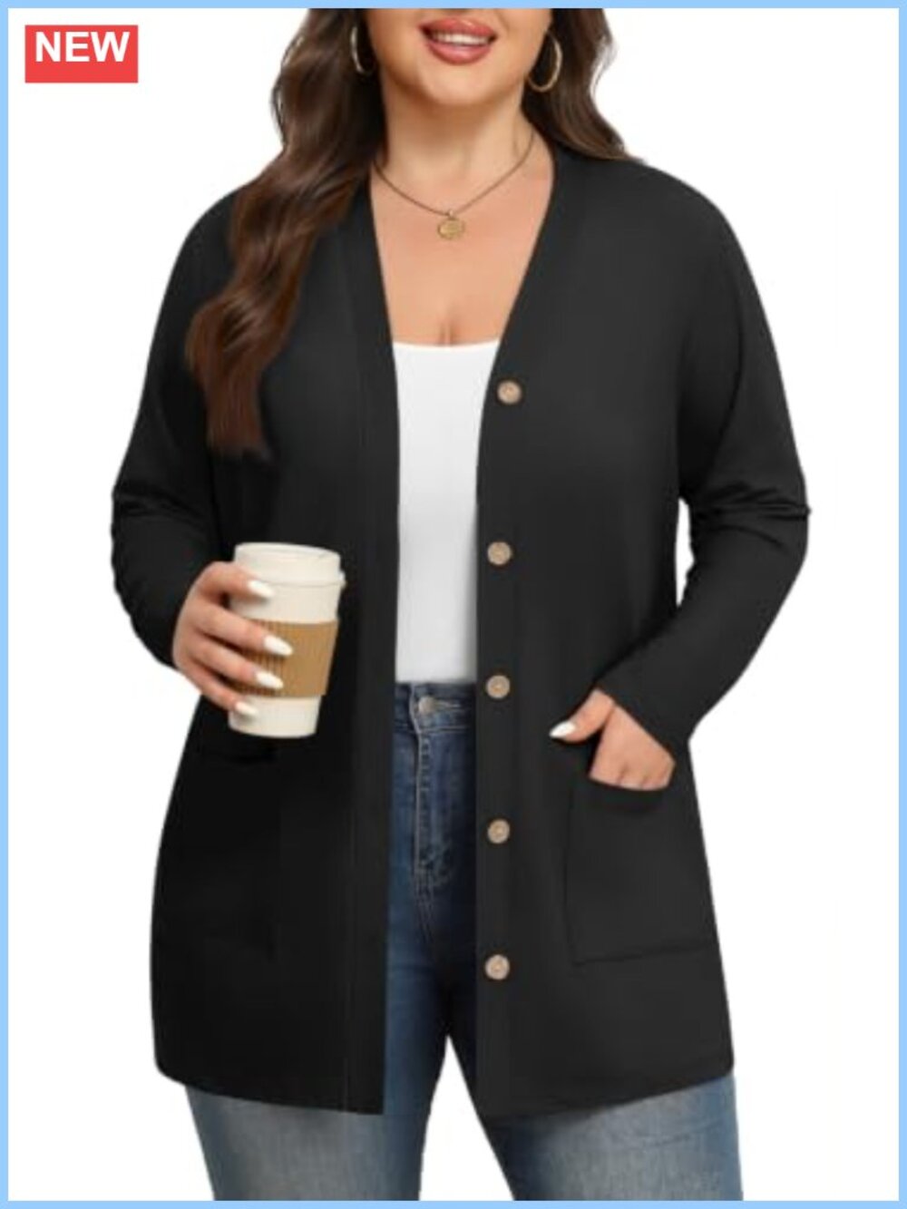 Womens Plus Size Lightweight Button Cardigan Sweater 1X-5X
